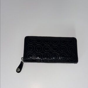 Coach Glossy Black Embossed Wallet